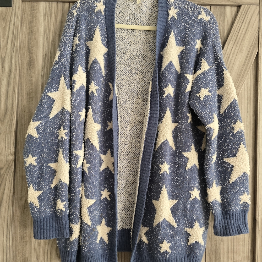 Blue Star Patterned Women's Cardigan